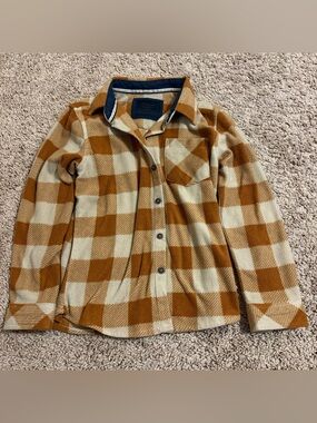 Nomad by Craft + Flow size 5 medium Buffalo Check Button Shirt in Camel Cream
